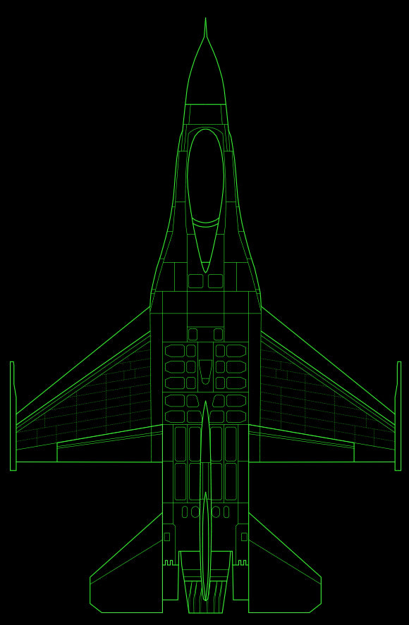 Plan view of F-16