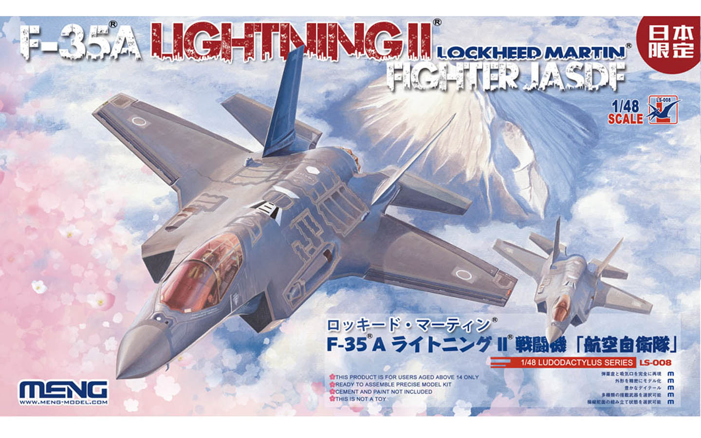 Model kit of F-35A Lightning II fighter aircraft with cloud background