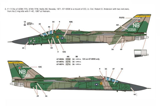 Decal sheet for a model of Academy F-111A