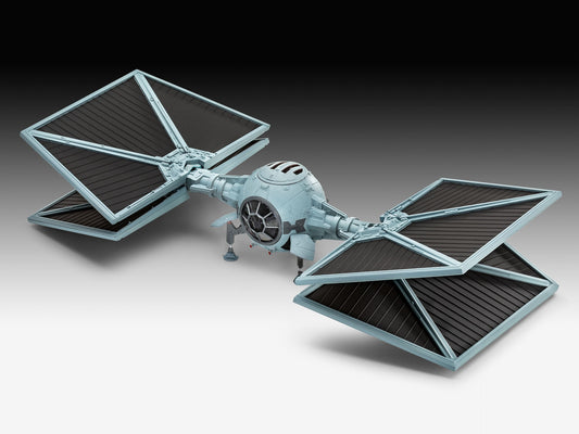 Model of a TIE fighter from Star Wars on a gradient background